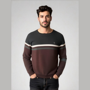 U.S. POLO ASSN. MENS BLACK/BURGUNDY CREW NECK SWEATER SZ LARGE